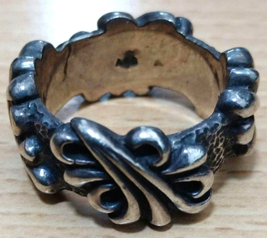 A&G Sterling Silver 925 Fleur Sculpted Band Ring Size 9.5-9.75 US Vintage Unisex