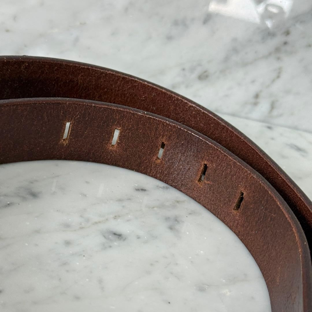 Versace VJC Brown Leather Belt Gold Buckle L 86.5cm 34in 30/75 Women