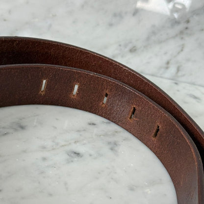 Versace VJC Brown Leather Belt Gold Buckle L 86.5cm 34in 30/75 Women