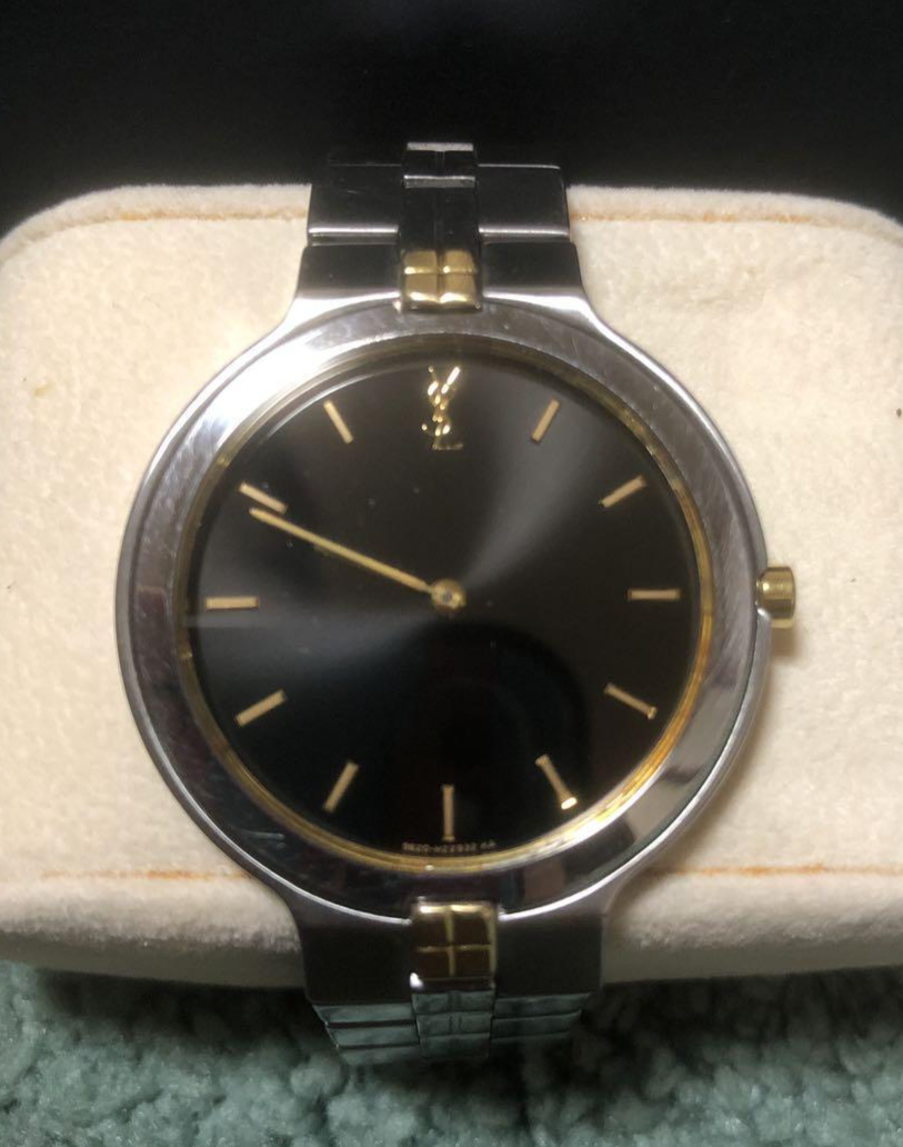 Yves Saint Laurent Vintage 9620-H13821Y Round Black Dial Wristwatch Quartz