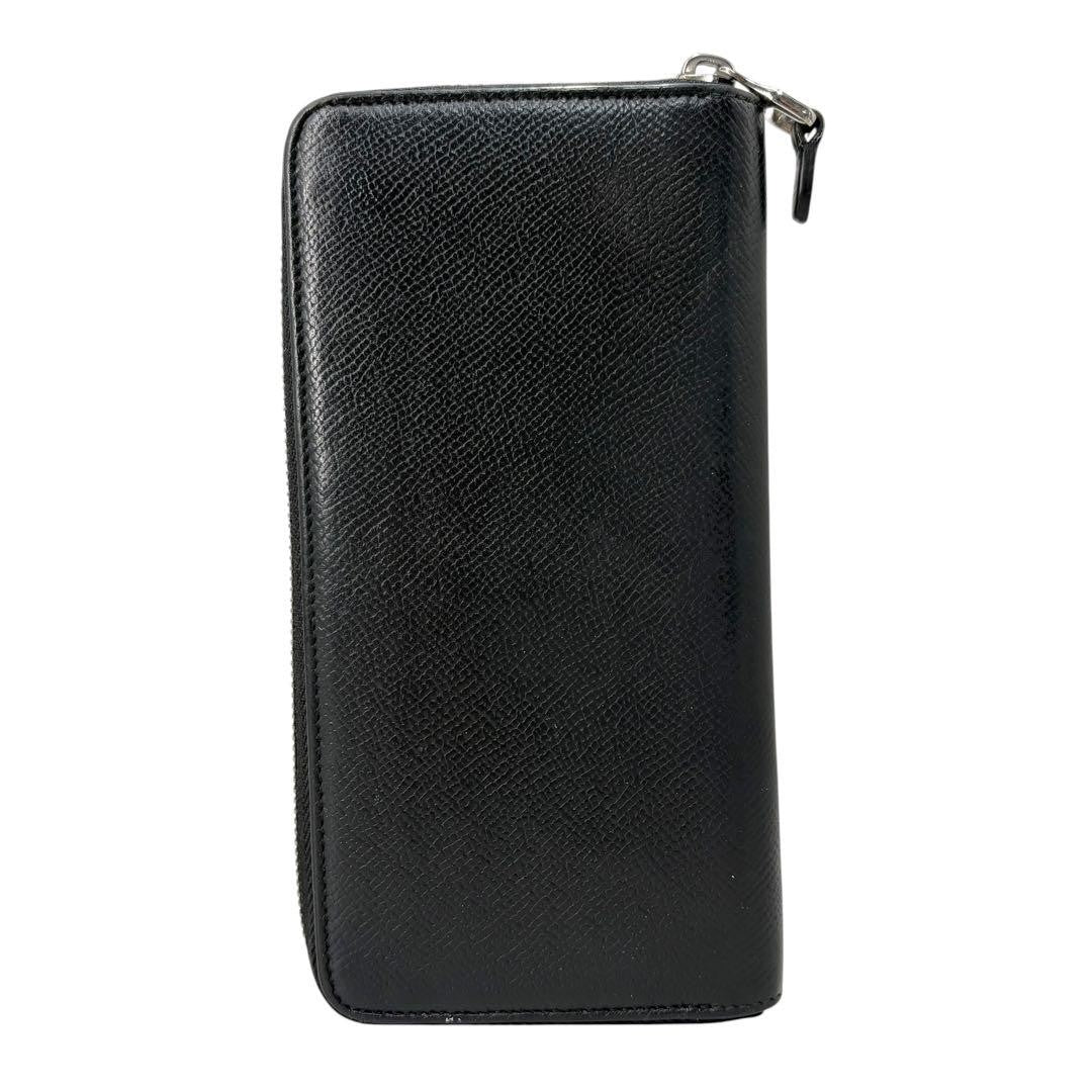 Dunhill Auth Cadogan Black Leather Round Zip Long Wallet 19x10 cm 7.5x3.9" Used