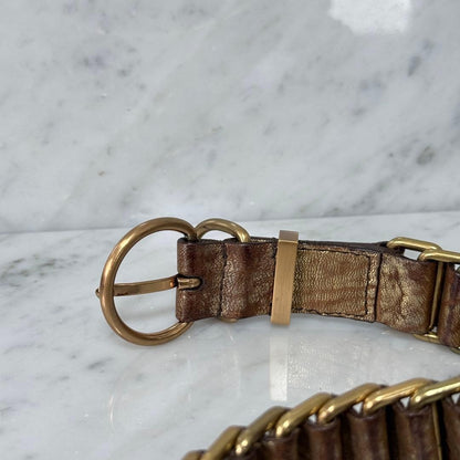 Miu Miu Gold Hardware Leather Chain Belt Double Ring L 94cm 37in Excellent