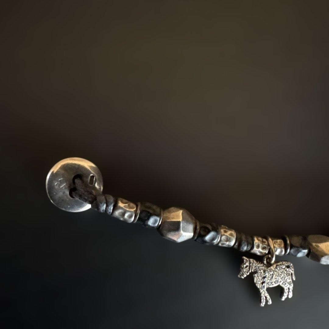 Pomellato DoDo18K White Yellow Gold Sterling Silver 925 Leather Bracelet 17.5cm