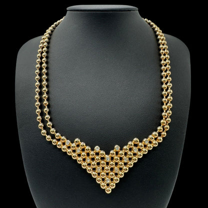 Vintage Christian Dior Gold Plated Rhinestone Choker Necklace Used Excellent