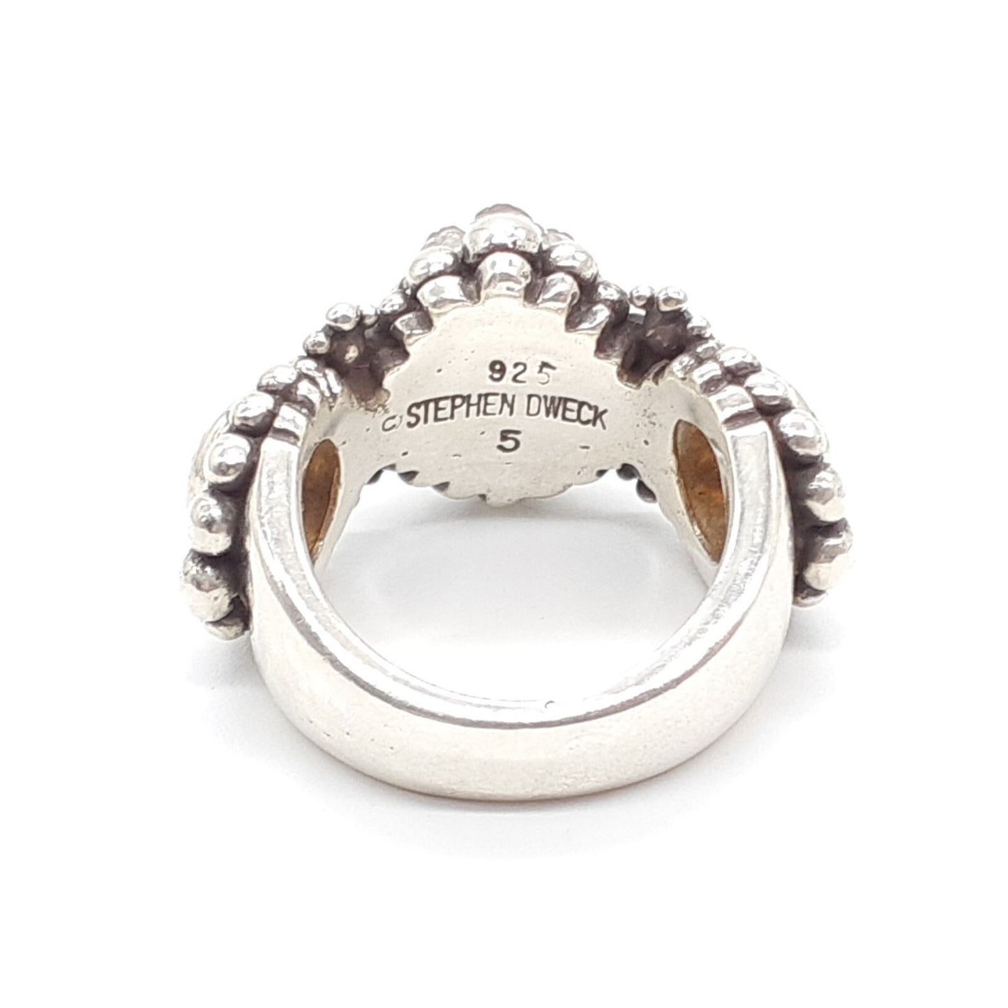 Stephen Dweck Sterling Silver Flower Citrine Ring 925 Size US 5 Used Japan
