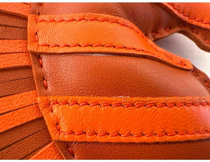 Hermes Gigi Savane Horse Bag Charm Orange Carnelian Leather Authentic France