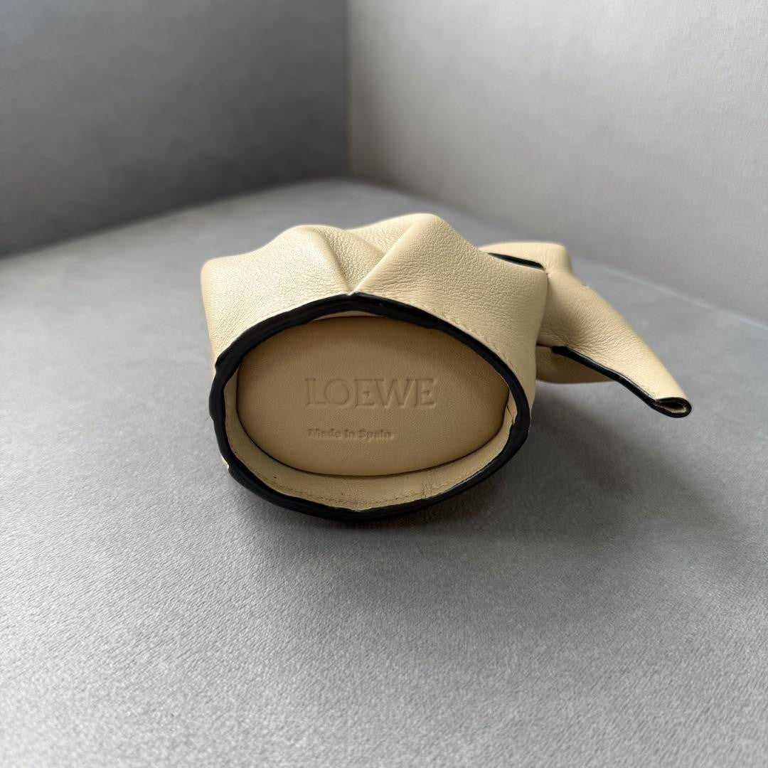 Auth Loewe Elephant Motif Leather Mini Pouch Coin Case Beige Used From Japan