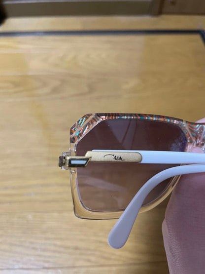 VINTAGE CAZAL Aviator Sunglasses 80s W GERMANY Clear Pink Rainbow Deadstock Case