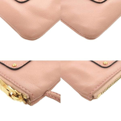 LOEWE Anagram Coin Purse Case Pink Leather Gold Hardware Wristlet Zip Pouch