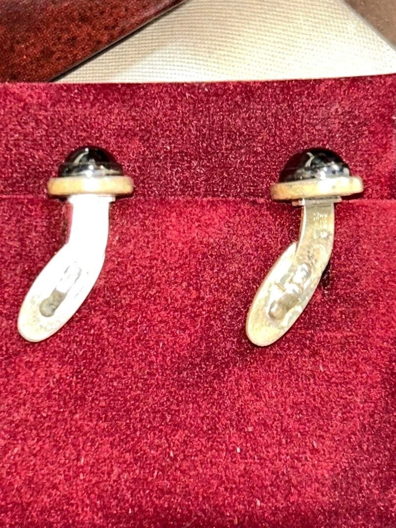 GEORG JENSEN Cufflinks 44B Sterling Silver 925 Black Hematite Mens Vintage