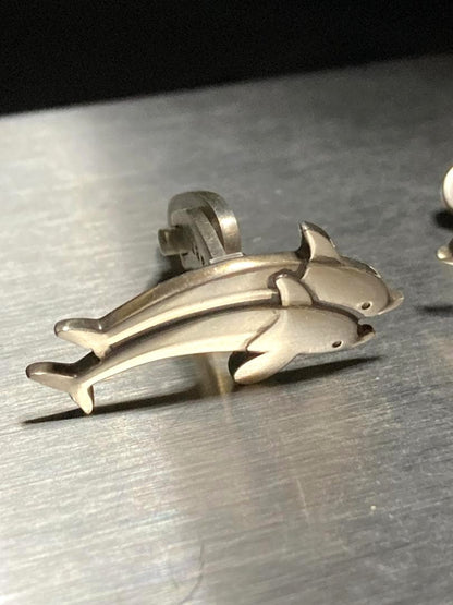 Georg Jensen Dolphin Cufflinks Sterling Silver 925 Mens Denmark Vintage Design