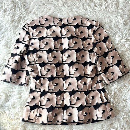 Authentic Christian Dior Floral Print Silk Top Black Pink Back Zipper Size 38 M