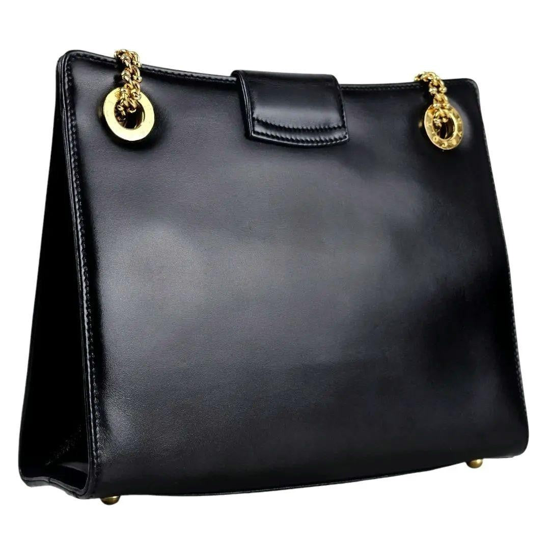 Tiffany & Co Circle Logo Chain Shoulder Bag Leather Gold Hardware Excellent