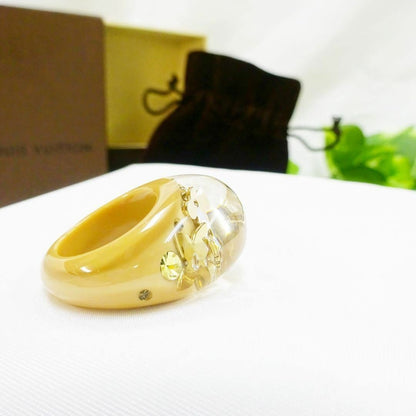 Excellent Louis Vuitton Berg Unclusion Ring Size US 5 Beige Gold Tone With Box