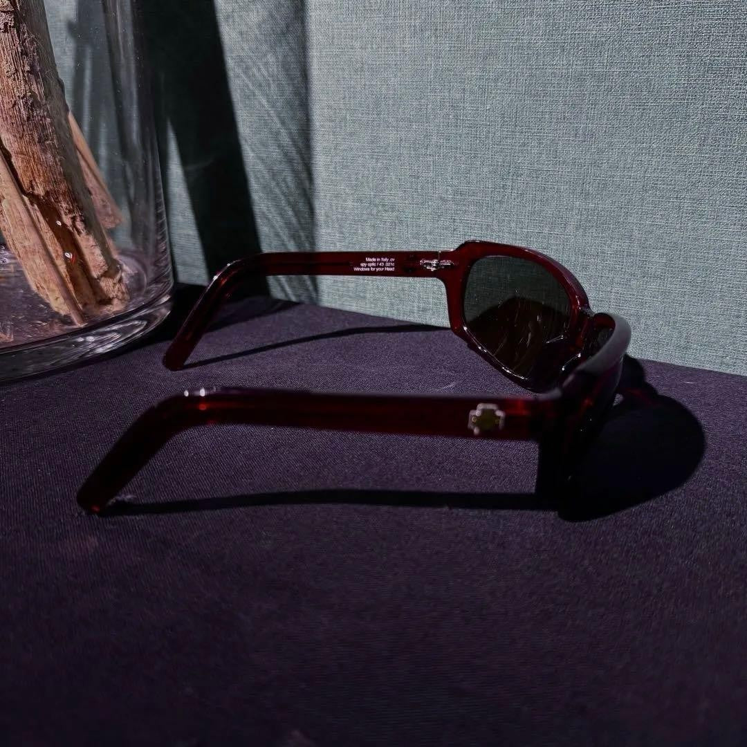 SPY Optic Vintage 90s Red Oval Sport Sunglasses Made in Italy Y2K Cyber Used