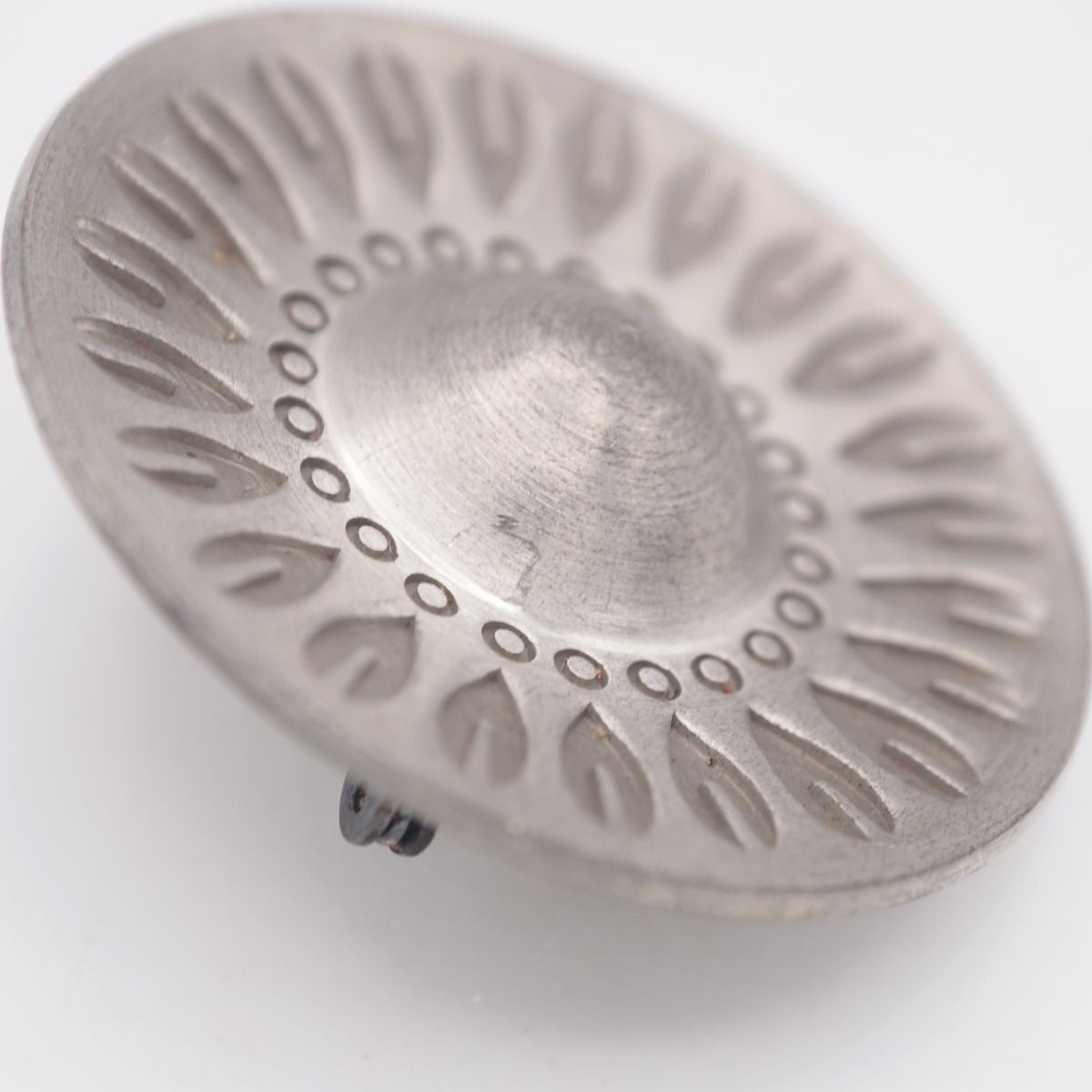 JORGEN JENSEN Pewter Brooch Round Leaf Design Silver Color Denmark 39.5mm Pin