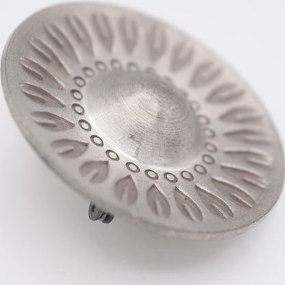 JORGEN JENSEN Pewter Brooch Round Leaf Design Silver Color Denmark 39.5mm Pin