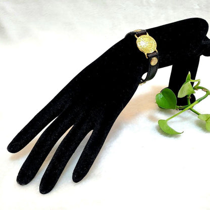 Celine Leather Bracelet Bangle Gold Hardware L 21cm 8.2in Excellent