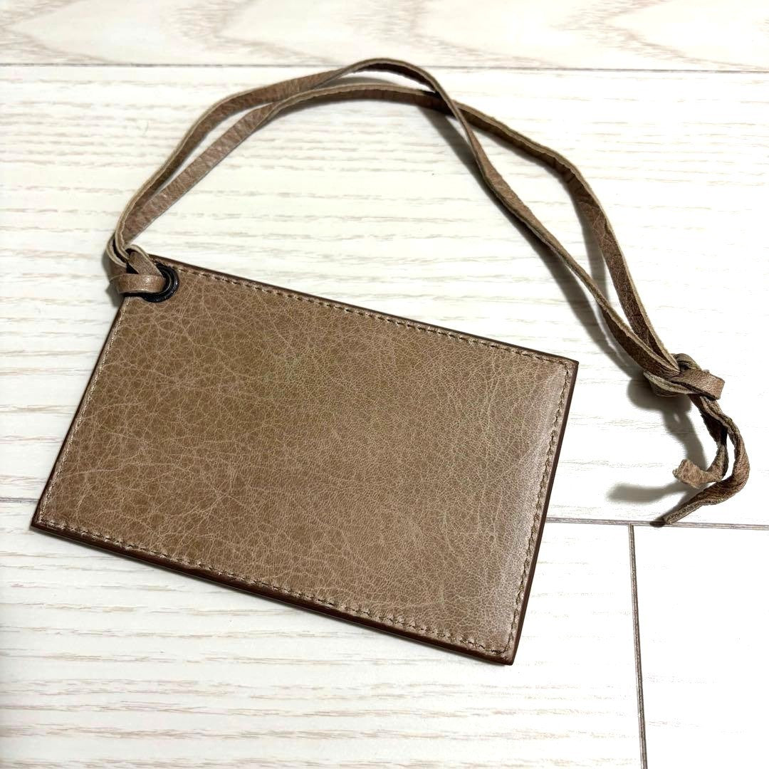 BALENCIAGA Mirror Bag Charm Leather Light Brown Strap 13cm Authentic Accessory