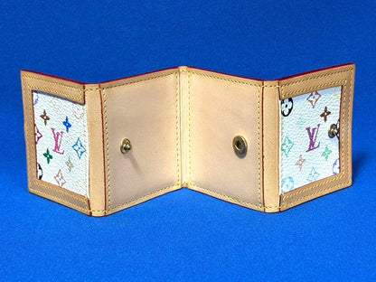 Louis Vuitton Monogram Multicolor Porto Photo 4 Volet Photo Case White 2.6" Used