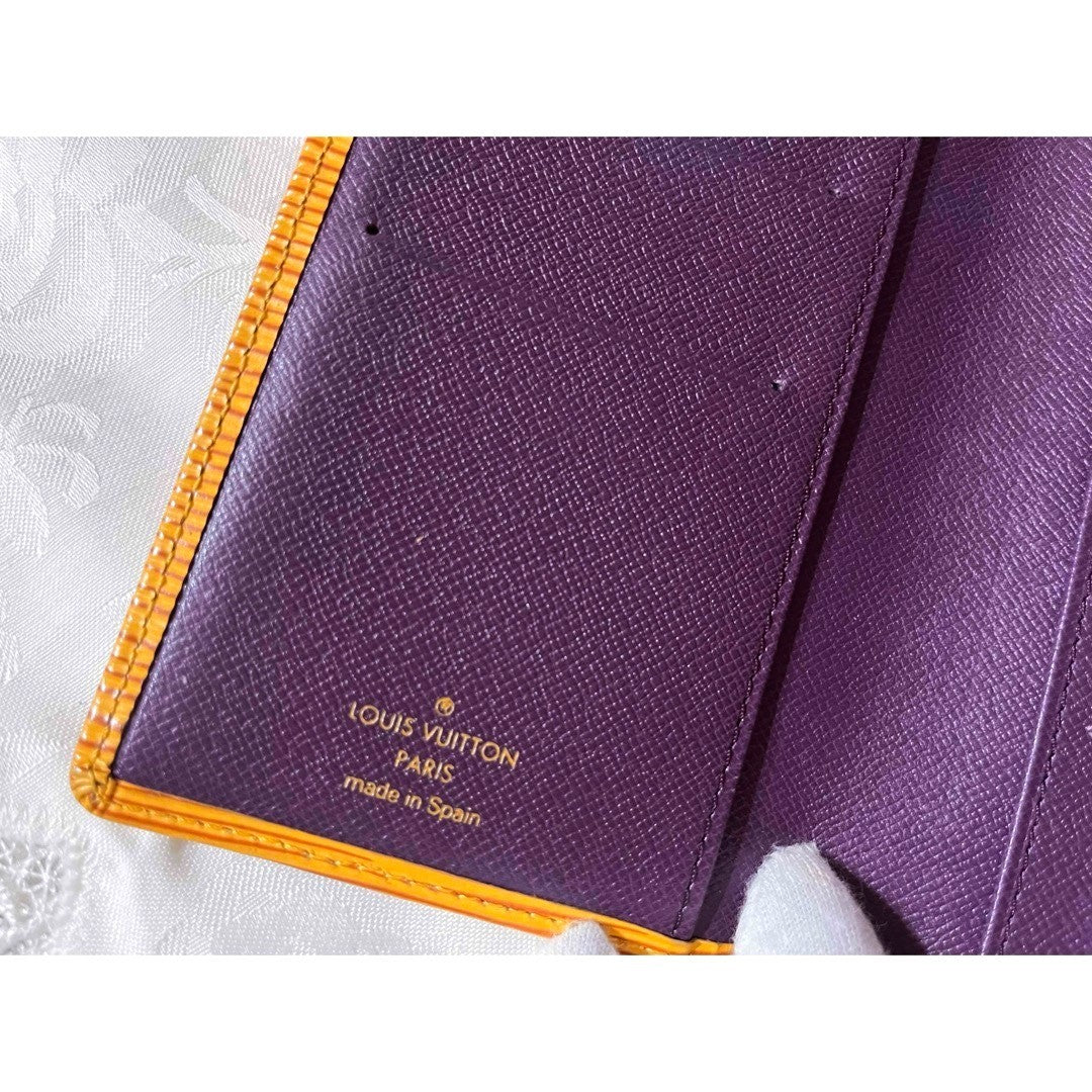 LOUIS VUITTON Epi Leather Agenda Notebook Cover Yellow Purple Interior Spain