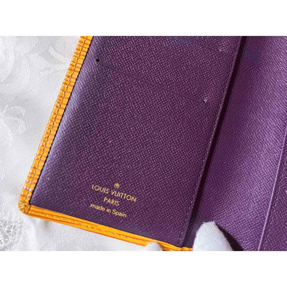 LOUIS VUITTON Epi Leather Agenda Notebook Cover Yellow Purple Interior Spain