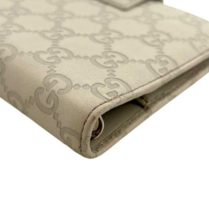 GUCCI Shima Line Agenda Cover 6-Ring System Notebook Beige White Leather Italy