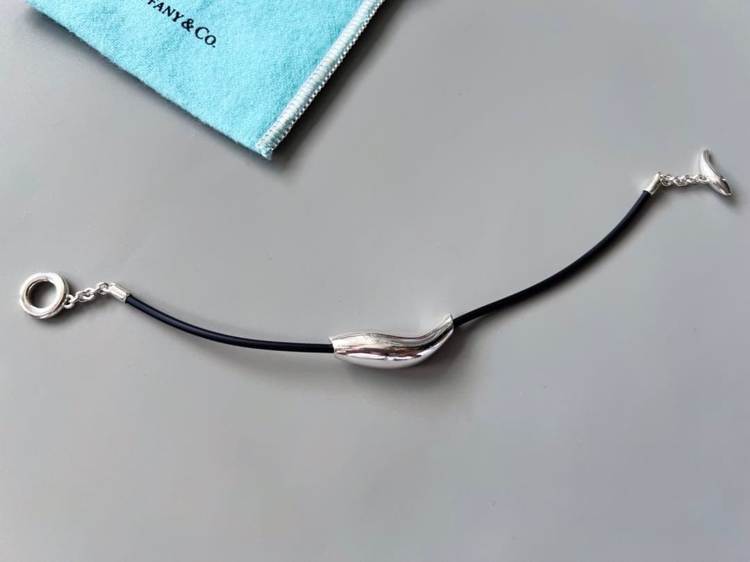Tiffany & Co Sterling Silver & Rubber Frank Gehry Fish Bracelet Toggle Excellent
