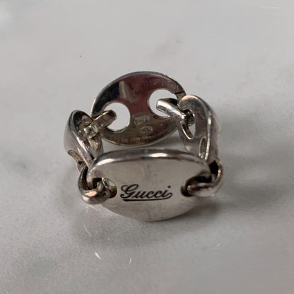 Gucci Sterling Silver 925 Marina Link Chain Ring Size 48 US 4.5 JP 9 Used