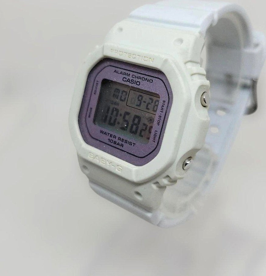 CASIO BABY-G BGD-565SC Digital Watch White Purple Dial Square Case Working