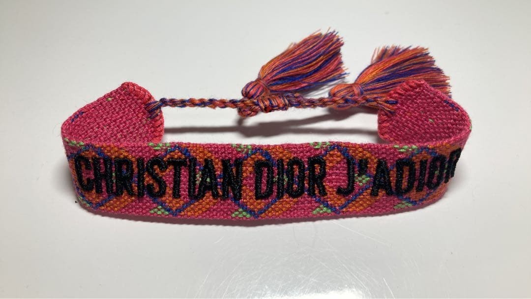 Christian Dior Woven Cotton J'ADIOR Friendship Bracelet Oblique Argyle Near Mint