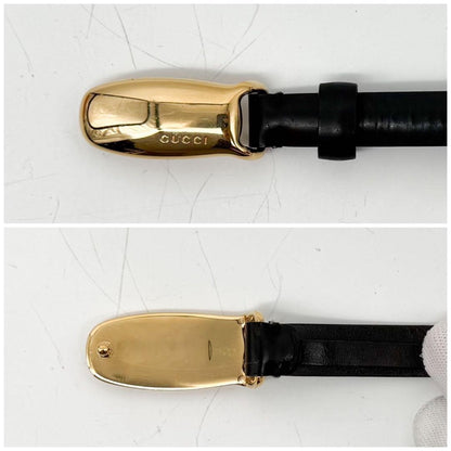 Vintage Gucci 96 AW Black Leather Gold Tone Buckle Belt 81cm 32in