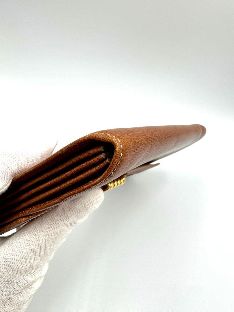 Excellent LOEWE Velázquez Brown Leather Wock Flap Long Wallet Authentic