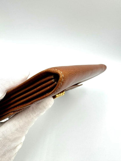 Excellent LOEWE Velázquez Brown Leather Wock Flap Long Wallet Authentic