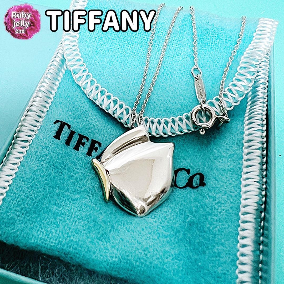 Tiffany Co Auth Butterfly Pendant Necklace K18 YG 925 Combo 2 cm 0.8" 40 cm Used