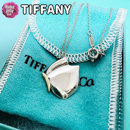 Tiffany Co Auth Butterfly Pendant Necklace K18 YG 925 Combo 2 cm 0.8" 40 cm Used