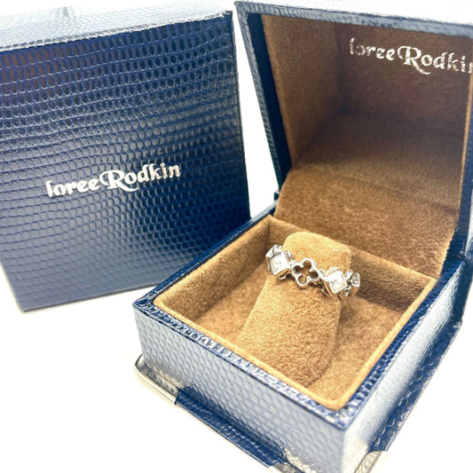 Loree Rodkin Large Dia Shaped Quart Foil Silver Ring Zirconia 925 Size 4 No Box