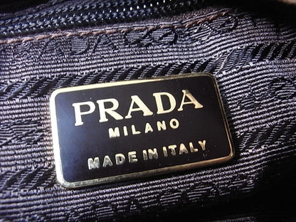 PRADA Velvet Pouch Clutch Bag Dark Brown Large Cosmetic Case 8.7x4.3x3.1in.