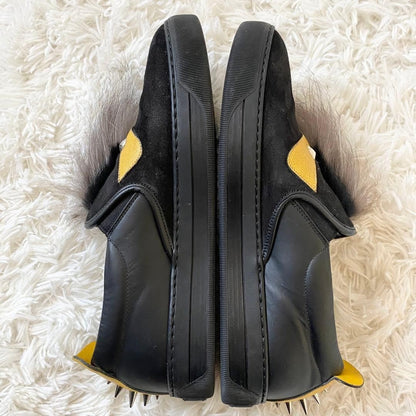 Fendi Monster Bug Eyes Black Yellow Eyes Sneakers Slip-On Size 6 Men Used