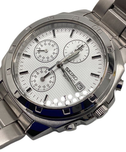 SEIKO Chronograph 7T92-0CA0 Mens Watch White Dial Stainless Steel Quartz 50M
