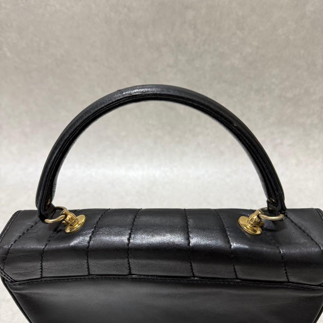 Tiffany & Co Half Moon Black Quilted Leather Handbag Top Handle Gold Hardware