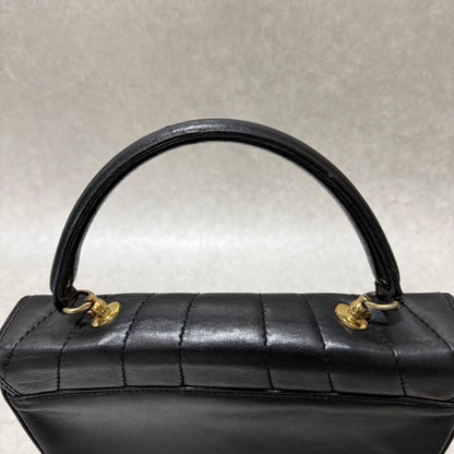 Tiffany & Co Half Moon Black Quilted Leather Handbag Top Handle Gold Hardware