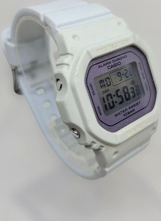 CASIO BABY-G BGD-565SC Digital Watch White Purple Dial Square Case Working