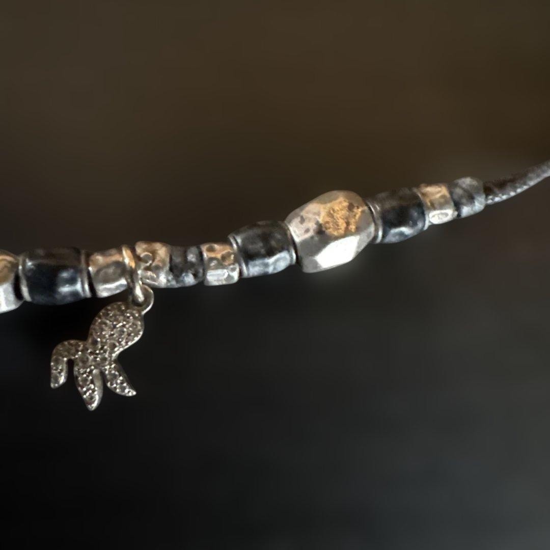 Pomellato DoDo18K White Yellow Gold Sterling Silver 925 Leather Bracelet 17.5cm