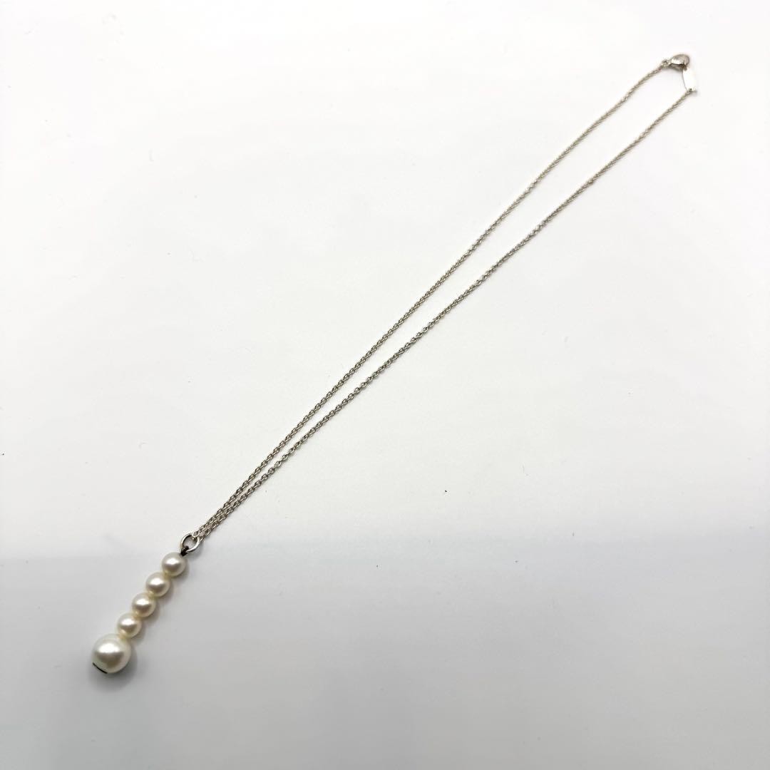 Tiffany & Co Five Pearl Sterling Silver 925 Necklace Pendant L 40cm 15.7in