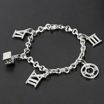 Tiffany & Co Sterling Silver 925 Atlas Donut Chain Link Charm Bracelet L 16.5cm