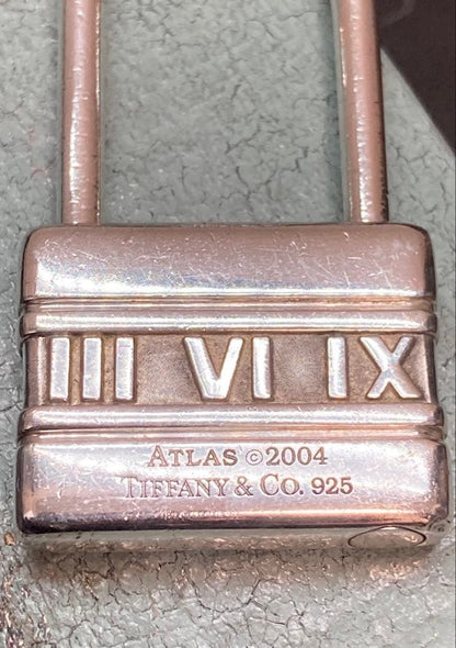 Rare Tiffany & Co ATLAS Padlock Silver 925 Key Ring Charm Authentic