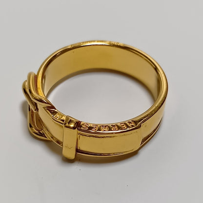 Hermes Authentic Santuaire Scarf Ring Gold 23mm 0.91" France With Box Used Gold
