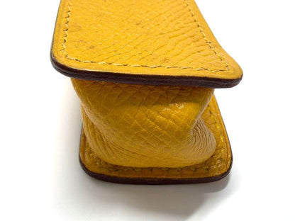 HERMES Lipstick Case Holder Yellow Epsom Leather Gold Hardware France Vintage