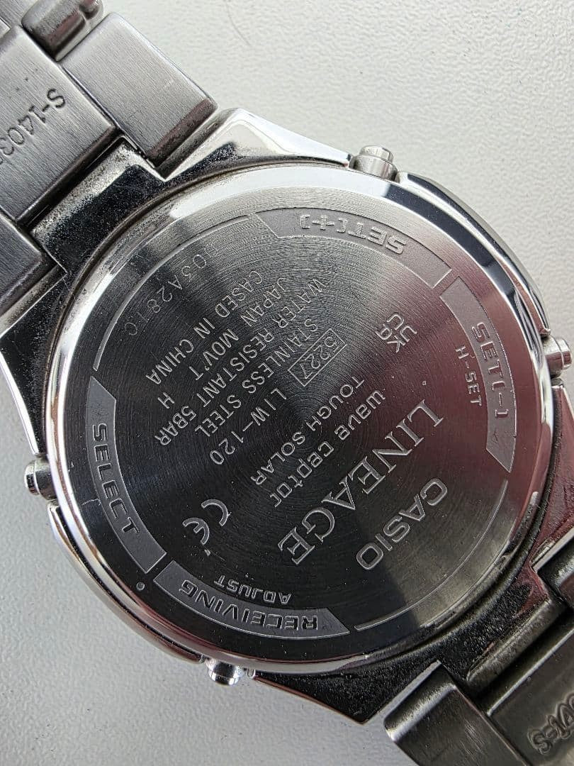 CASIO LINEAGE LIW-120 Tough Solar Radio Wave Mens Watch Black Dial Steel Strap